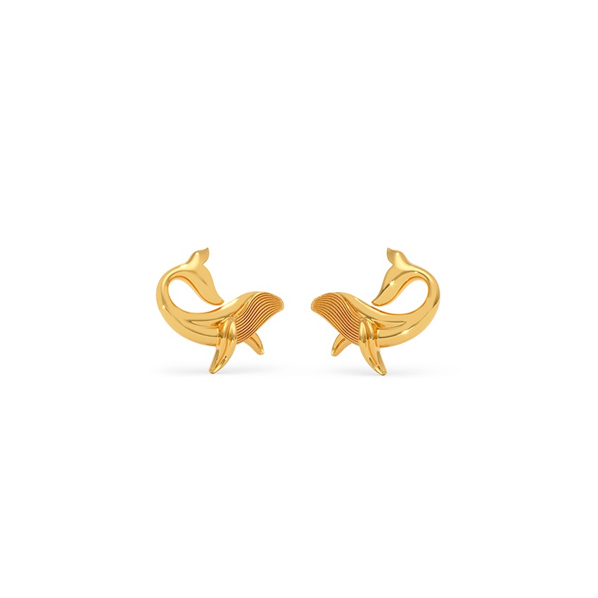Whale Wink 22KT Gold Stud Earrings